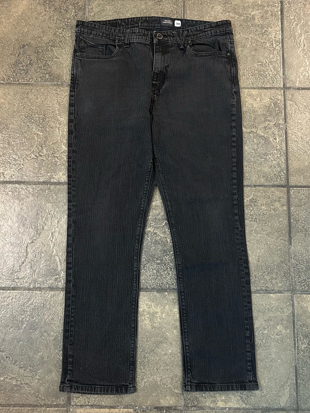 Volcom Solver Straight Black Denim Jeans Size 38 Skater